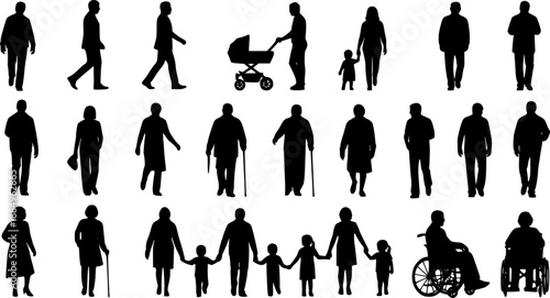cPeople silhouettes in elevation side view | Architecture people | silhouettes of people | 2D people | Section Elevation View | Architectural drawing people | characters See Less