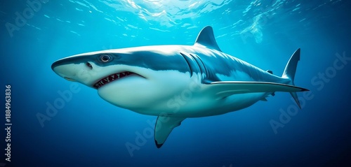 Wallpaper Mural Apex predator, massive white shark underwater, ocean, wildlife photography Torontodigital.ca