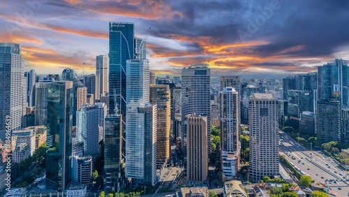 21 January 2026 Aerial Drone View of Sydney Harbour Circular Quay on a nice Summer day beautiful Sky in Sydney NSW Australia