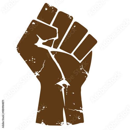 Drawing Vintage grunge  texture Brown clenched fist icon with grunge texture  symbol of solidarity and resistance