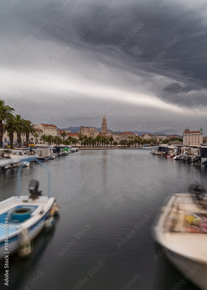 Fototapeta premium Storm Clouds Over Split Harbor, Croatia