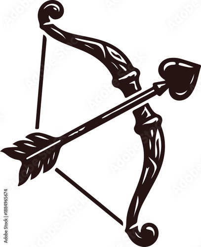 Cupid Bow and Heart Arrow for Valentine Love Romance