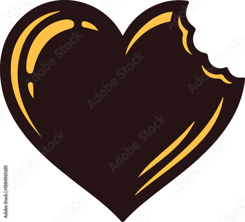 Bitten Chocolate Heart Symbolizing Love and Sweet Temptation