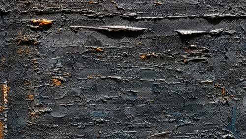Close-up of thickly applied dark paint with textured surface and subtle color variations
