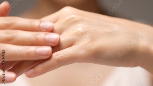 Wallpaper Mural Gentle cream application on soft, pale hands, focusing on delicate skin texture Torontodigital.ca