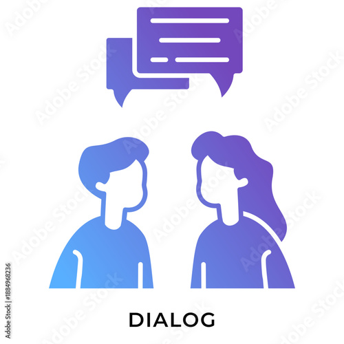 Dialog Gradient Anaglyph Icon – Two People Talking with Speech Bubbles, Communication Symbol