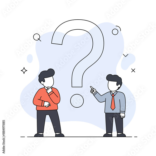 Business Discussion and Problem Solving Illustration with Question Mark