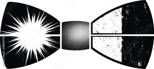 Abstract explosion and impact burst inside split bullet silhouette illustrating power, collision, destruction, energy concept, black and white grunge vector illustration design artwork