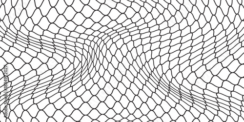 Curved net pattern. Seamless design for sportswear or equipment like soccer goals, volleyball nets, basketball hoops, hockey nets, and athletic gear. white background modern art