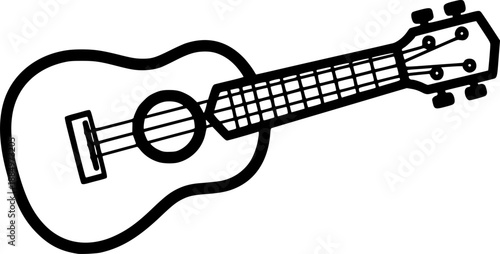 Simple line art ukulele drawing with black outline on white background
