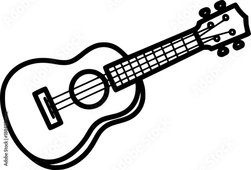 Simple line art ukulele drawing with black outline on white background
