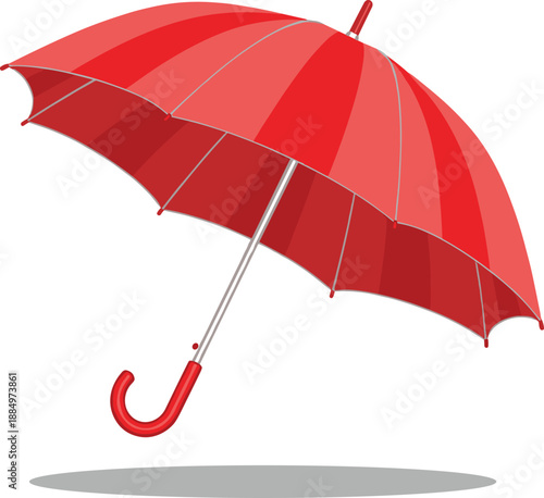 Classic Red Umbrella Vector Illustration Isolated on White Background for Rainy Day Protection Weather Forecast Autumn Season and Insurance Concept