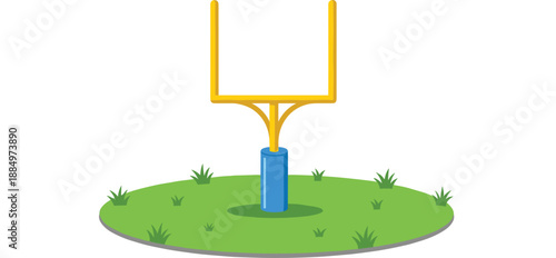 Yellow American Football Goal Post on Green Grass Field Vector Illustration for Sports Competition Game Day Scoring and Field Goal