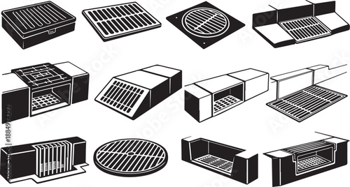 Various Industrial Metal Grate and Manhole Cover Designs