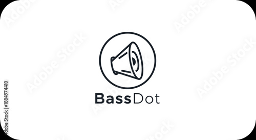 BassDot Logo with Megaphone Icon Design.