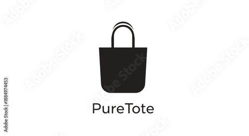 Black Tote Bag with Handles Illustration.