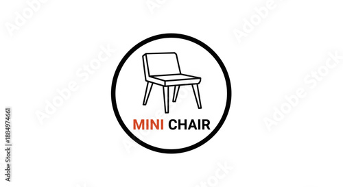 Simple Line Drawing of Mini Chair Icon.