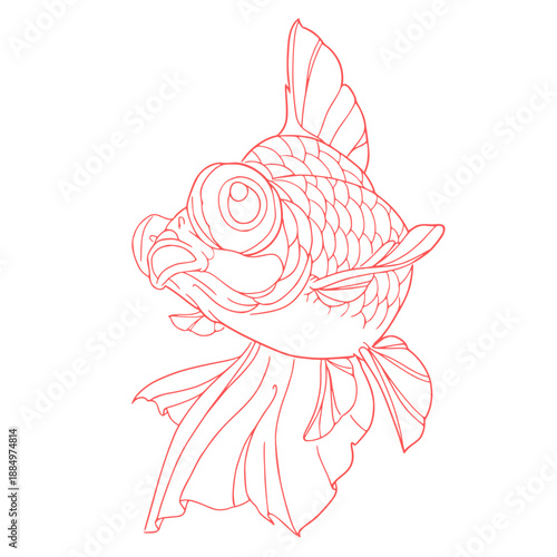 pink fish line art