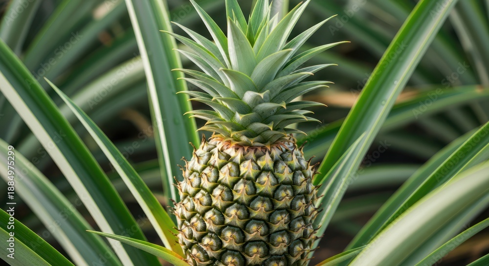 Obraz premium Pineapple Growing in Field.