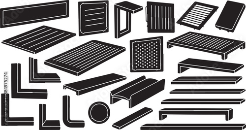 Collection of various metal profiles and shapes on display