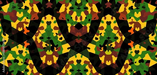 Abstract geometric shapes forming disruptive camouflage pattern,  template,  modern