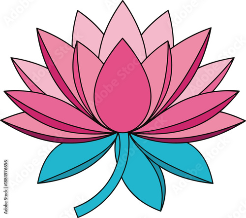 Beautiful Pink Lotus Flower Vector Illustration Isolated on White Background for Wellness Yoga Meditation Spa Floral Nature Design and Spiritual Peace Symbol Graphic Projects