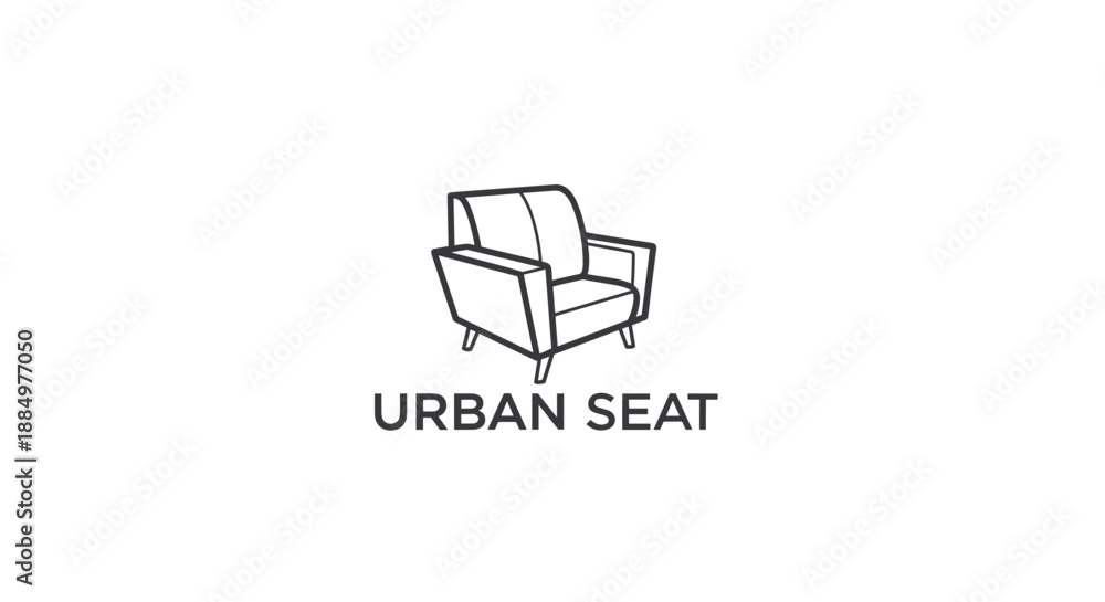 Fototapeta premium Simple Line Drawing of Modern Armchair.