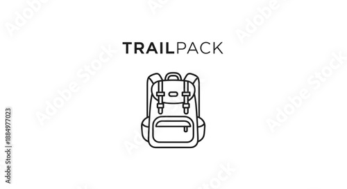 Simple Line Drawing of Backpack Illustration.