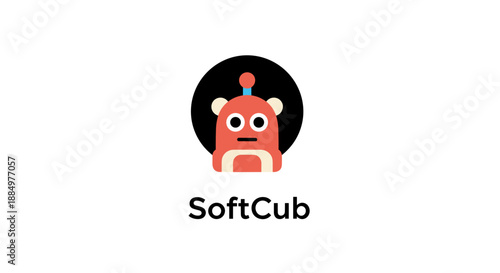 SoftCub Cartoon Character Logo Design Element.