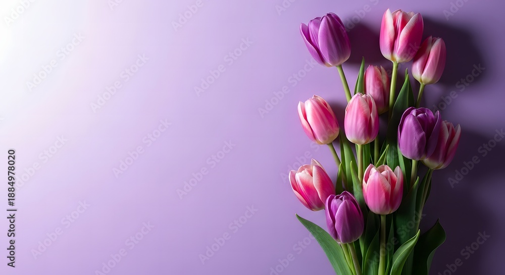 Obraz premium Valentine's day flowers tulips bouquet pink purple love gift