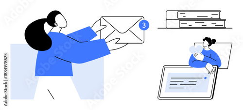 Digital communication concept. Digital communication with messages enhances online interaction. Digital platforms support education, collaboration, and connectivity. Ideal for e-learning, remote