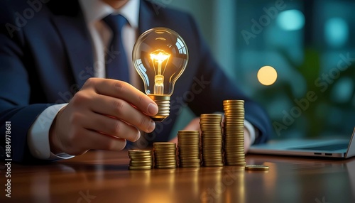 Businessman investing in creative ideas and financial growth concept