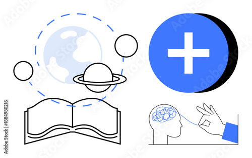 Education concept. Education features knowledge enhancement through space exploration, mental development, and healthcare ation. Ideal for e-learning, science, healthcare, cognitive development