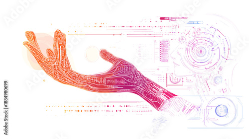 Human Hand Outstretched with Fingers Extended.