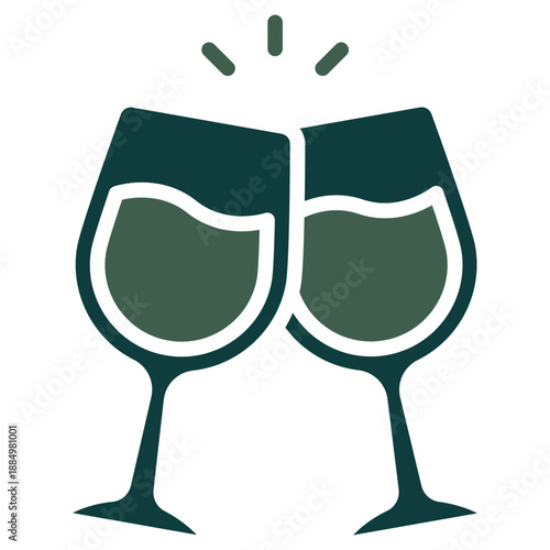 Wine Glass Dual Tone Color Icon, Mini Illustration Relate To Food, Gastronomy. Use For Modern Concept, Ui, Ux Web And App Development.