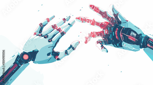 Robot Hands Reaching Out to Each Other.