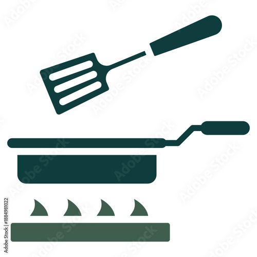 Frying Pan Dual Tone Color Icon, Mini Illustration Relate To Food, Gastronomy. Use For Modern Concept, Ui, Ux Web And App Development.