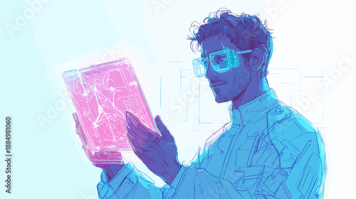 Scientist Wearing Goggles Holding Test Tube.