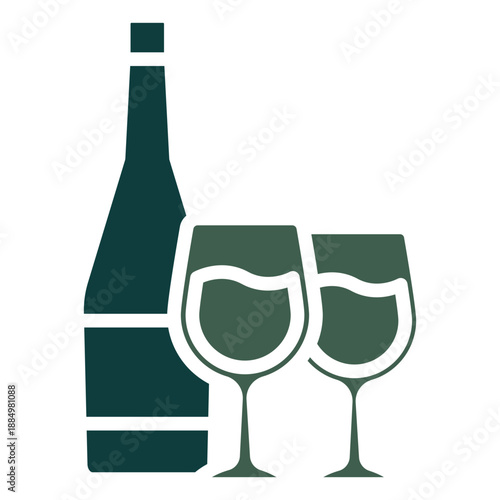 Wine Bottle Dual Tone Color Icon, Mini Illustration Relate To Food, Gastronomy. Use For Modern Concept, Ui, Ux Web And App Development.