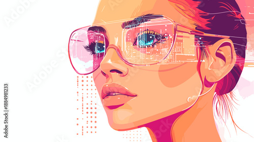 Woman Wearing Futuristic Transparent Glasses.