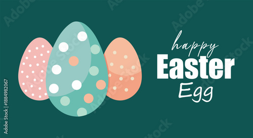 Happy easter egg with beautifully decorated polka dot eggs in soft pastel colors