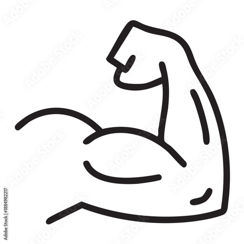 Flexed Biceps Muscle Icon Line Art