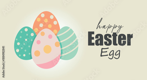 Happy easter egg banner with colorful decorated eggs and festive typography