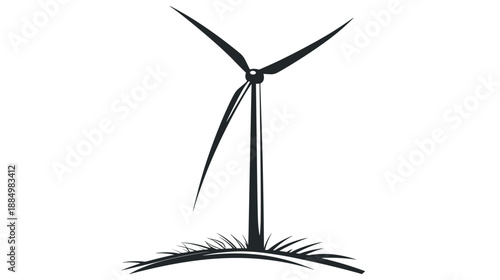 Black and White Wind Turbine Illustration.