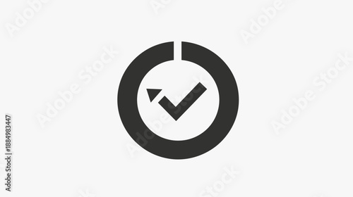 Clock Face with Checkmark Symbol Icon.