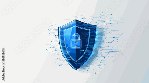 Blue Shield with Lock Icon Security.