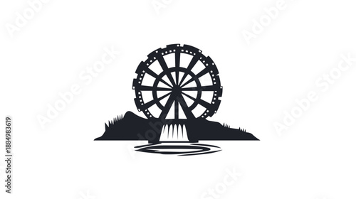 Ferris Wheel Silhouette Illustration Design Element.