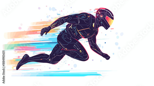 Futuristic Cyclist in Motion Dark Suit.