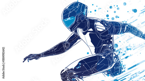 Futuristic Astronaut in Dynamic Pose.