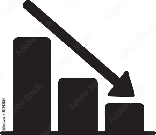 Declining bar graph illustration showing negative trend in data analysis and business performance